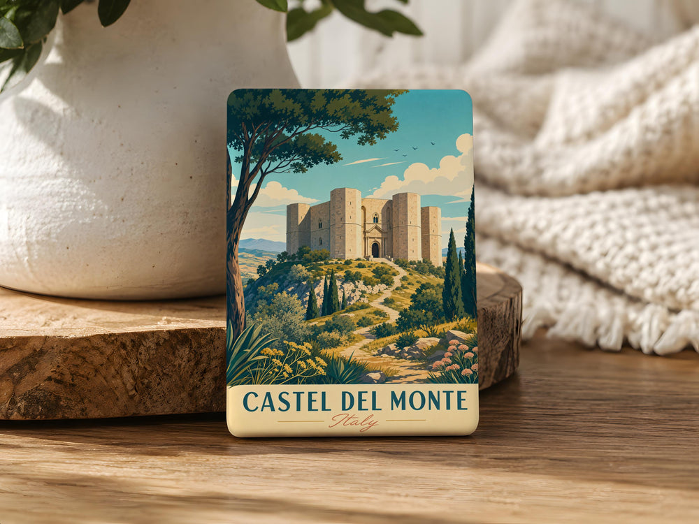 Castel del Monte Italy Fridge Magnet, Apulia Landmark Travel Souvenir Magnet, Historic Castle Keepsake Refrigerator Magnet