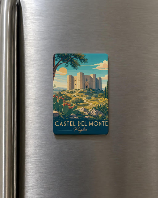 Castel del Monte Puglia Fridge Magnet, Italy Castle Landmark Souvenir Magnet, Apulia Travel Keepsake Refrigerator Magnet
