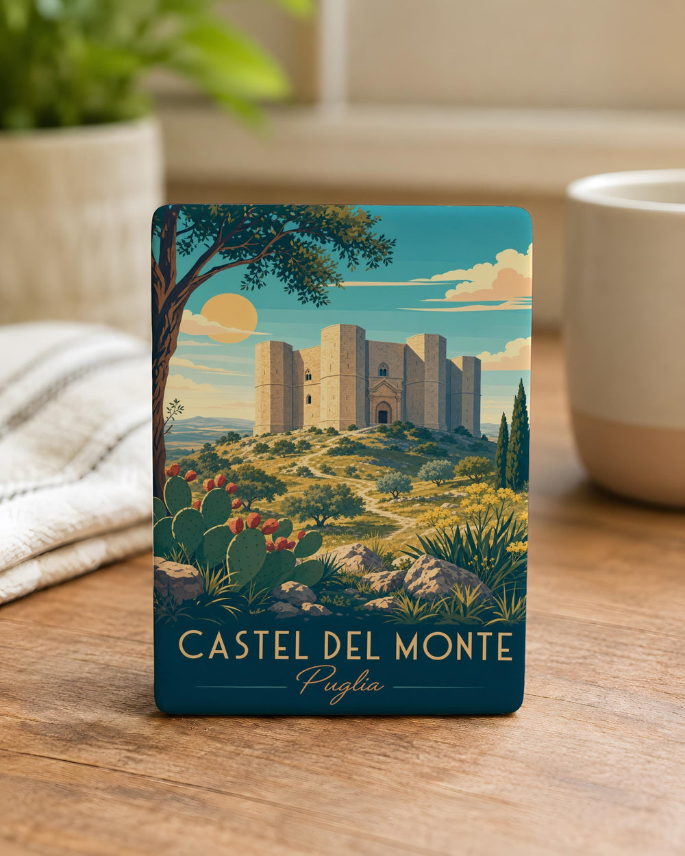 Castel del Monte Puglia Fridge Magnet, Italy Castle Landmark Souvenir Magnet, Apulia Travel Keepsake Refrigerator Magnet