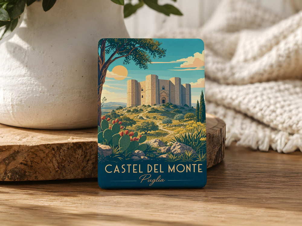 Castel del Monte Puglia Fridge Magnet, Italy Castle Landmark Souvenir Magnet, Apulia Travel Keepsake Refrigerator Magnet