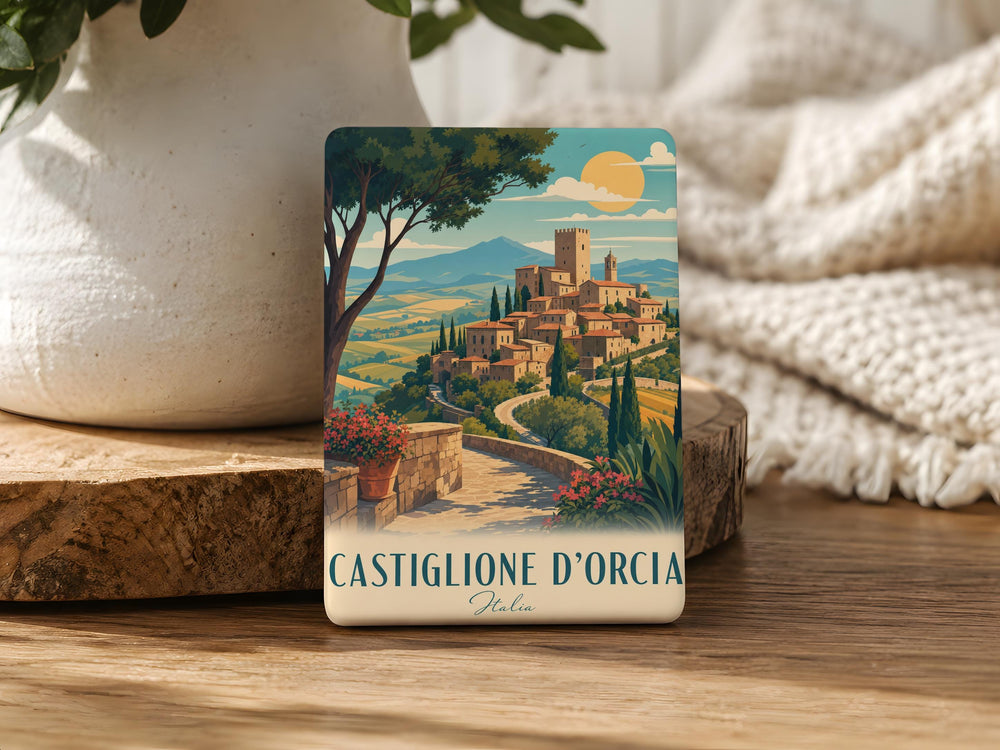Castiglione d’Orcia Fridge Magnet, Tuscany Italy Village Landscape Souvenir, Val d’Orcia Travel Gift, Italian Countryside Decor