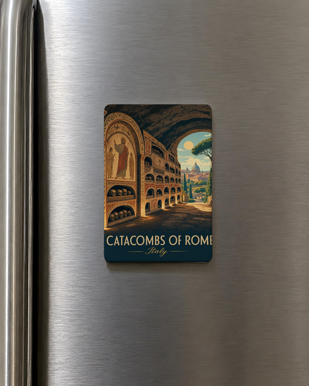 Catacombs of Rome Fridge Magnet, Underground Burial Tunnels, Ancient Roman Crypts & Passageways Souvenir Magnet