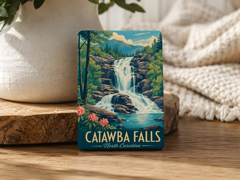 Catawba Falls Fridge Magnet, North Carolina Waterfall Souvenir, Blue Ridge Mountains Hiking Travel Gift