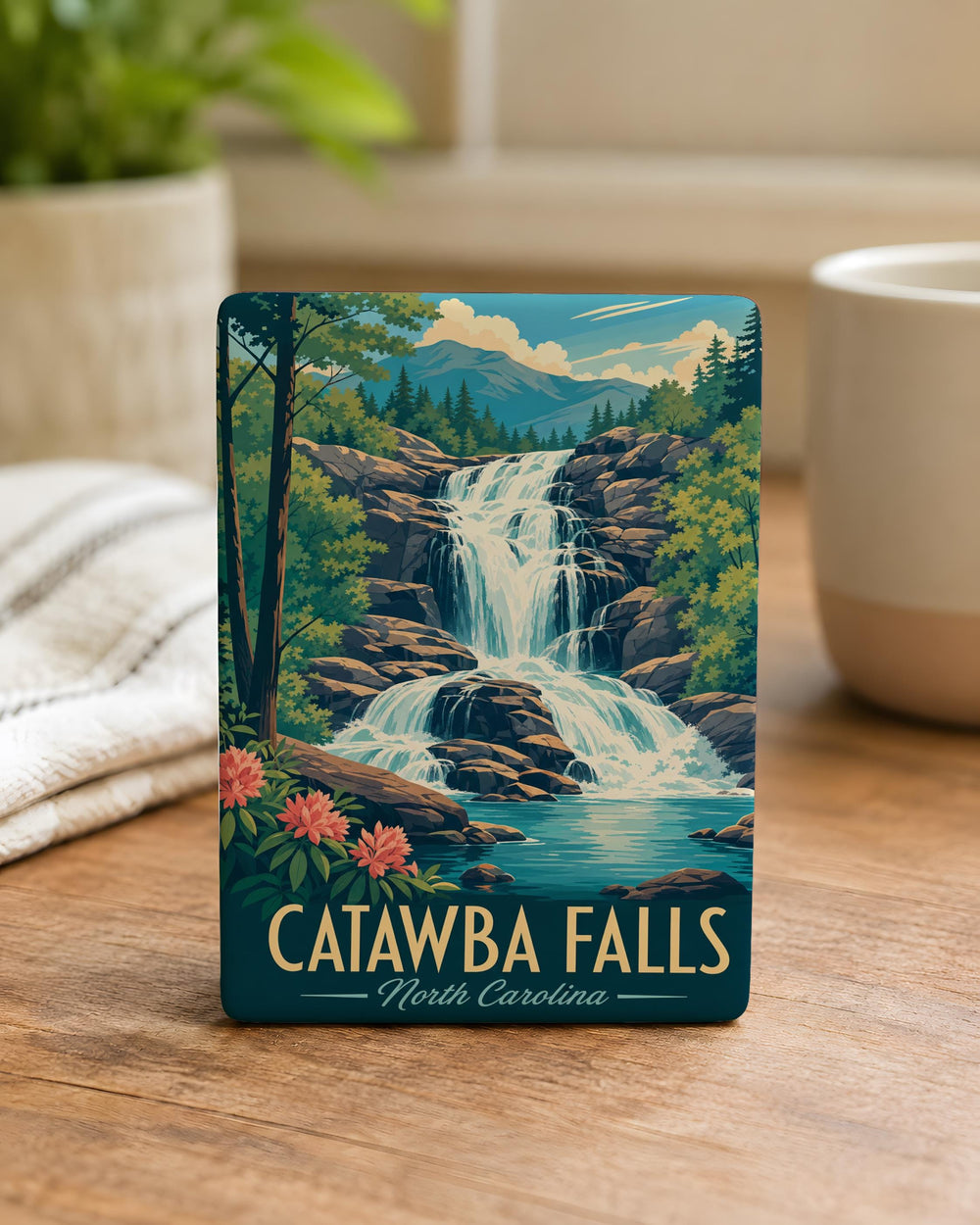 Catawba Falls Fridge Magnet, North Carolina Waterfall Souvenir, Blue Ridge Mountains Hiking Travel Gift