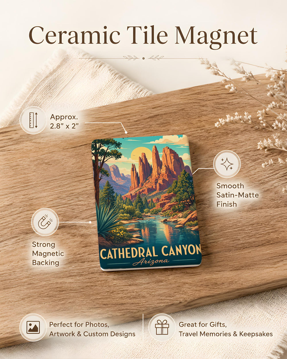 Cathedral Canyon Arizona Fridge Magnet, Desert Canyon Landscape Souvenir, Southwestern Travel Gift Magnet