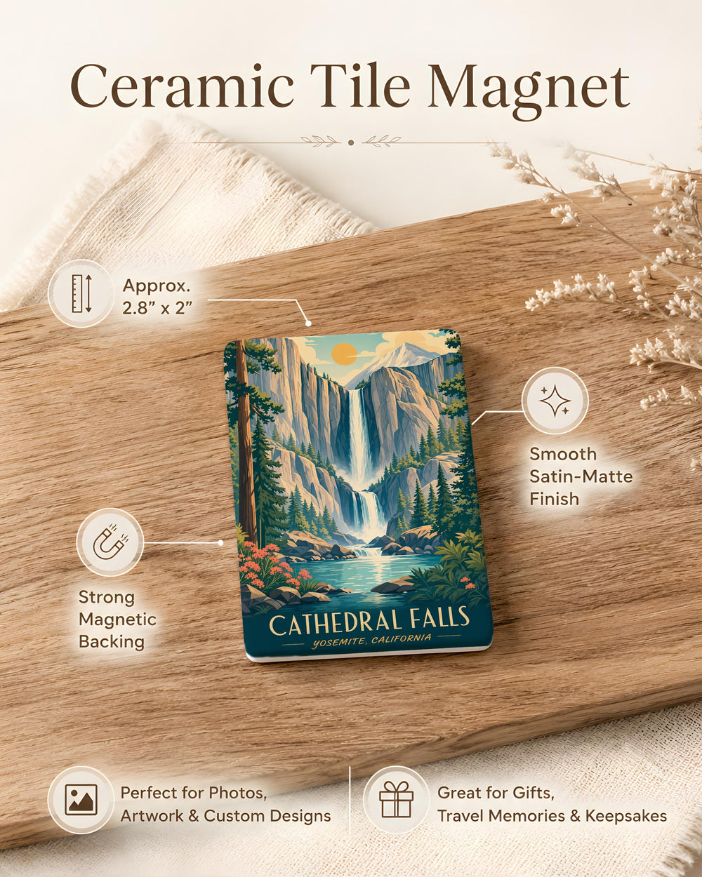 Cathedral Falls Fridge Magnet, Waterfall Landmark Souvenir Magnet, West Virginia Nature Travel Gift, Scenic Falls Refrigerator Magnet