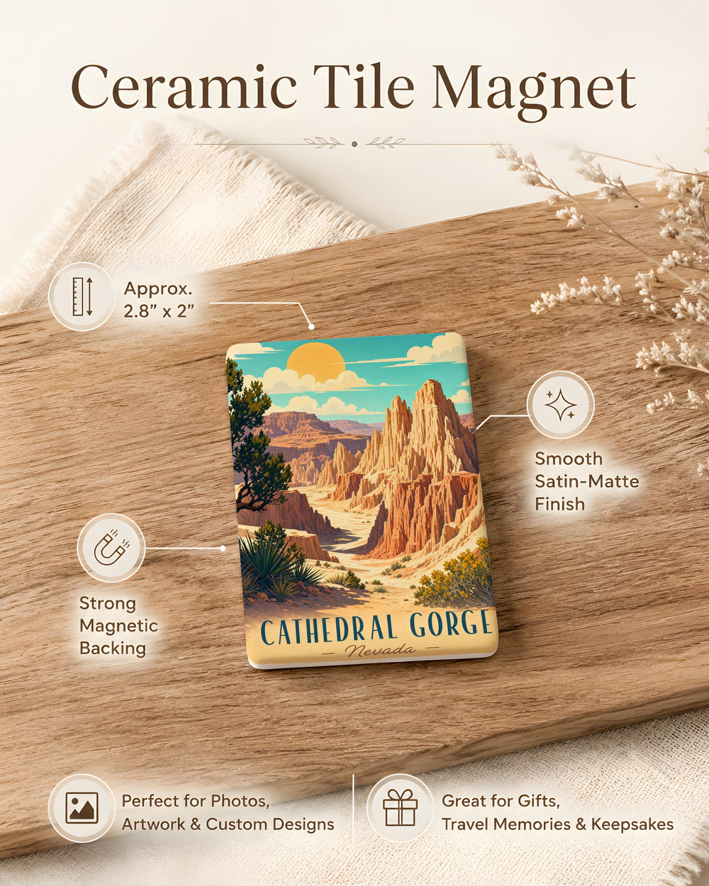 Cathedral Gorge Nevada Fridge Magnet, Cathedral Gorge State Park Souvenir Magnet, Nevada Travel Gift, USA Landmark Magnet