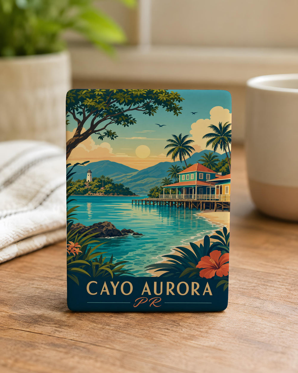 Cayo Aurora Puerto Rico Fridge Magnet, Caribbean Island Souvenir Magnet, Tropical Beach Travel Keepsake Gift