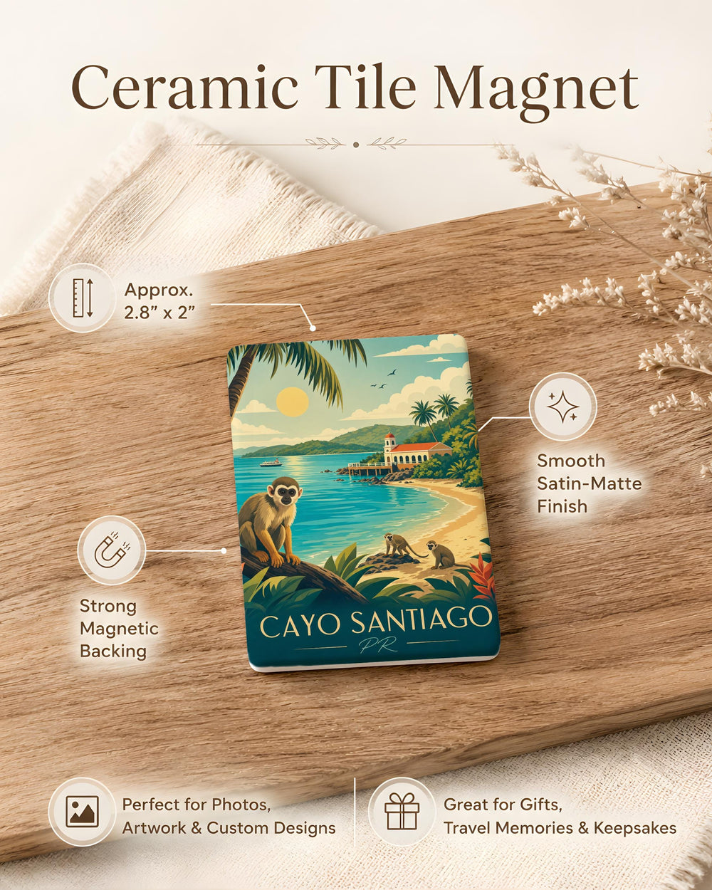 Cayo Santiago Puerto Rico Fridge Magnet, Caribbean Island Souvenir Magnet, Cayo Santiago PR Travel Keepsake Magnet