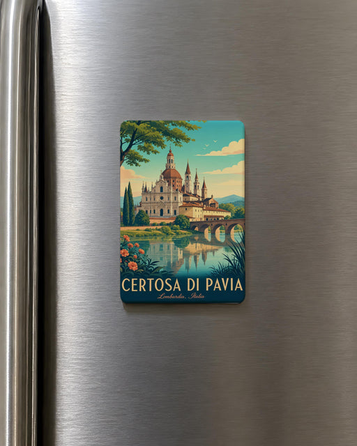 Certosa di Pavia Fridge Magnet, Italian Monastery Landmark Souvenir, Pavia Italy Travel Keepsake Magnet