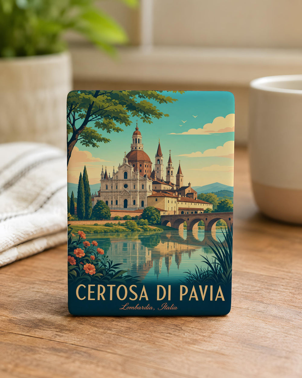 Certosa di Pavia Fridge Magnet, Italian Monastery Landmark Souvenir, Pavia Italy Travel Keepsake Magnet