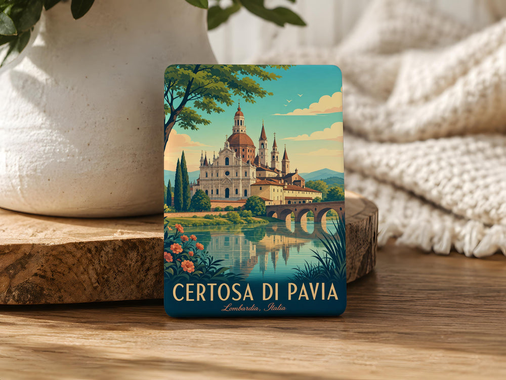 Certosa di Pavia Fridge Magnet, Italian Monastery Landmark Souvenir, Pavia Italy Travel Keepsake Magnet
