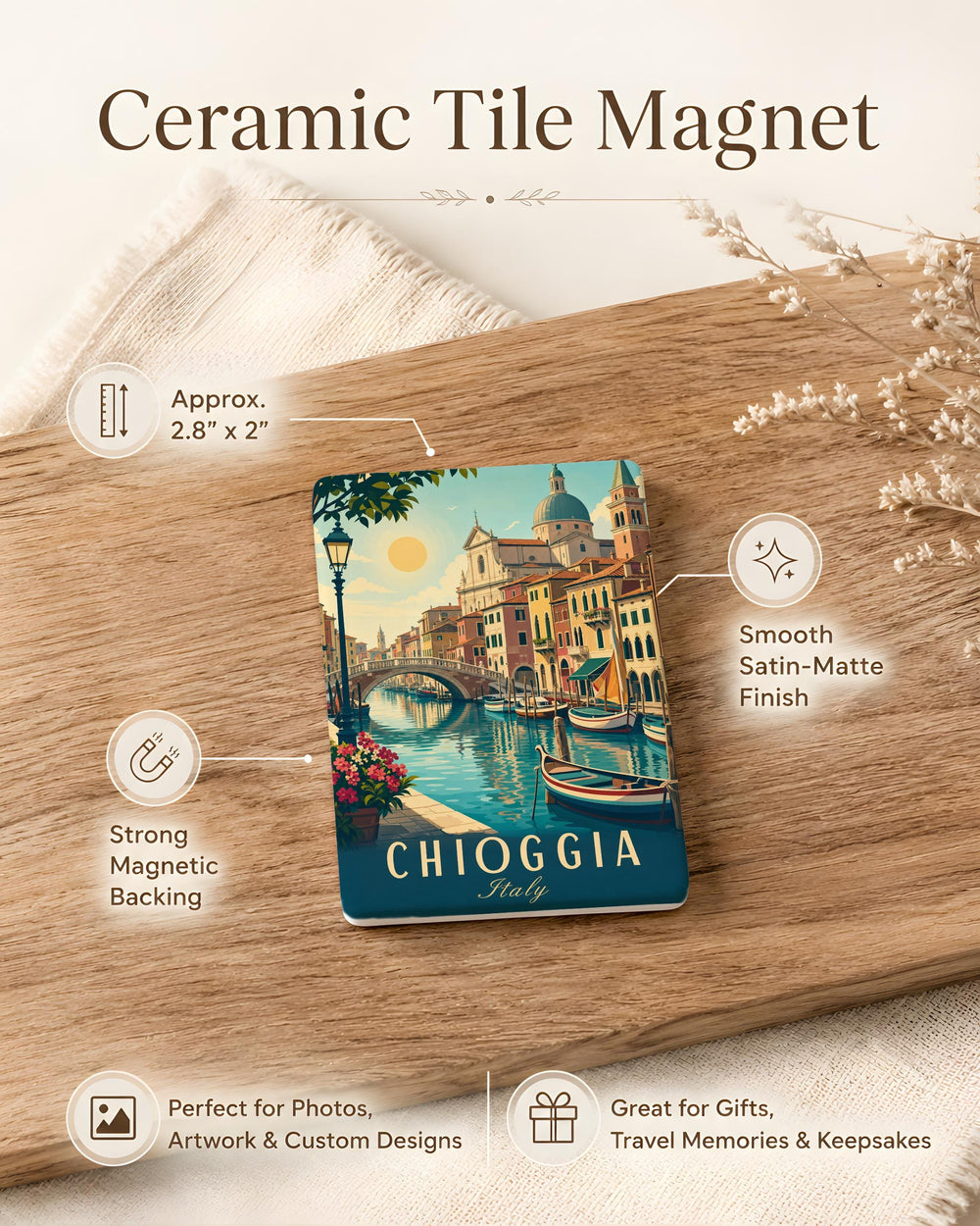 Chioggia Italy Fridge Magnet, Chioggia Souvenir Magnet, Italian Travel Gift, Chioggia Venice Lagoon Keepsake, Italy Vacation Magnet