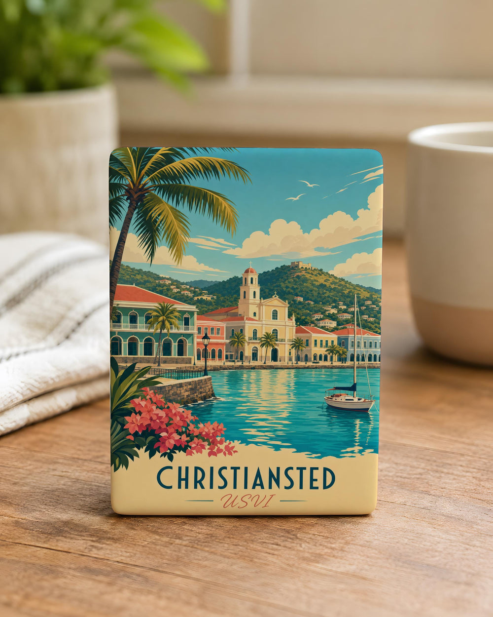 Christiansted USVI Fridge Magnet, St Croix Virgin Islands Souvenir Magnet, Caribbean Travel Gift, Christiansted Waterfront Landmark Magnet