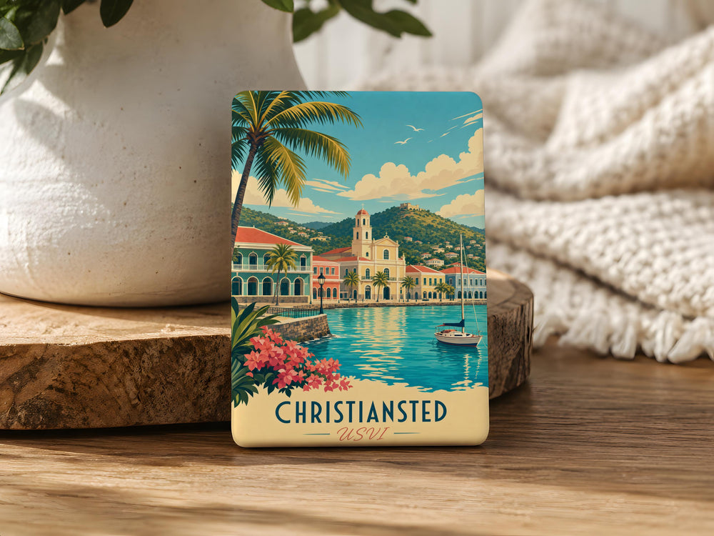 Christiansted USVI Fridge Magnet, St Croix Virgin Islands Souvenir Magnet, Caribbean Travel Gift, Christiansted Waterfront Landmark Magnet
