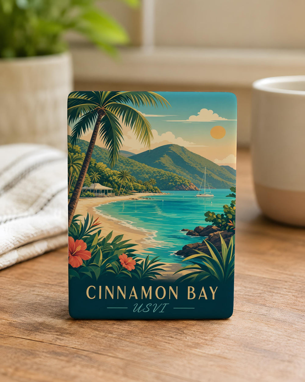 Cinnamon Bay USVI Fridge Magnet, St John Virgin Islands Beach Souvenir, Caribbean Travel Keepsake Magnet
