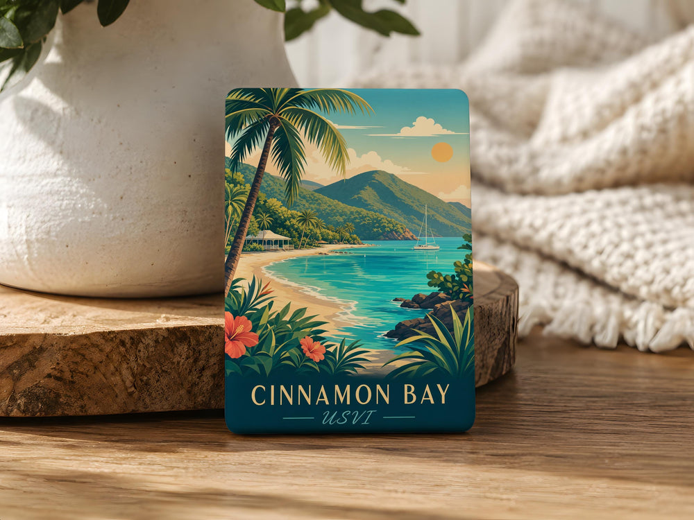 Cinnamon Bay USVI Fridge Magnet, St John Virgin Islands Beach Souvenir, Caribbean Travel Keepsake Magnet