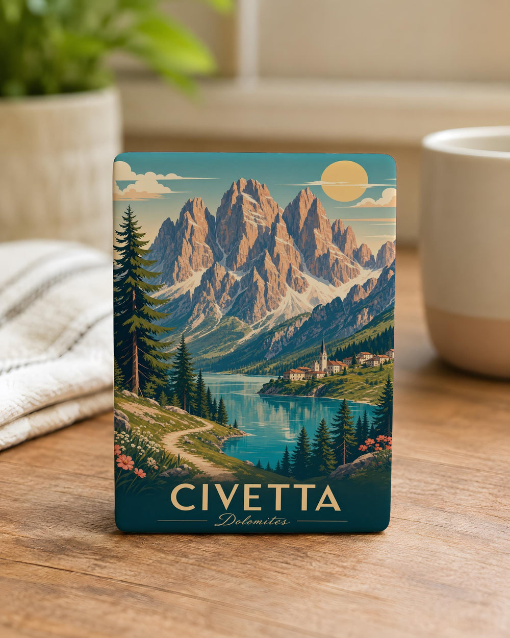 Civetta Dolomites Fridge Magnet, Civetta Mountain Peak Souvenir, Italian Alps Travel Gift, Dolomiti Landmark Magnet