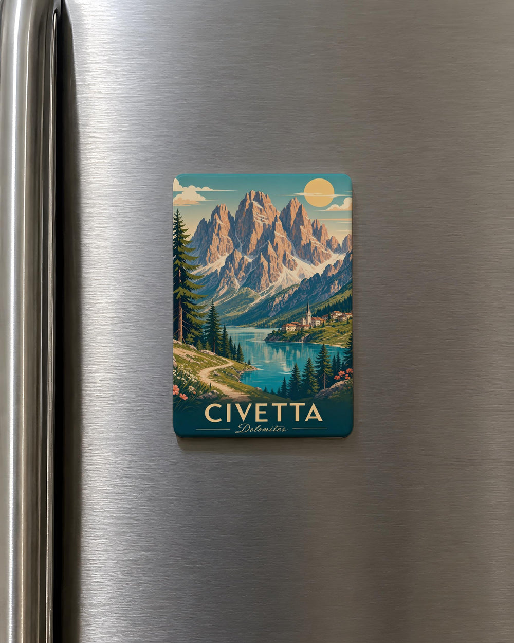 Civetta Dolomites Fridge Magnet, Civetta Mountain Peak Souvenir, Italian Alps Travel Gift, Dolomiti Landmark Magnet
