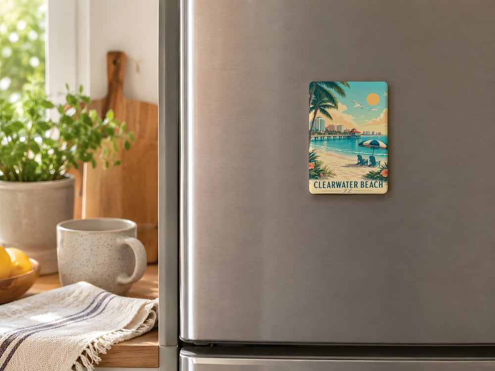 Clearwater Beach FL Fridge Magnet, Florida Beach Souvenir Magnet, Coastal Vacation Travel Gift, Clearwater Florida Keepsake