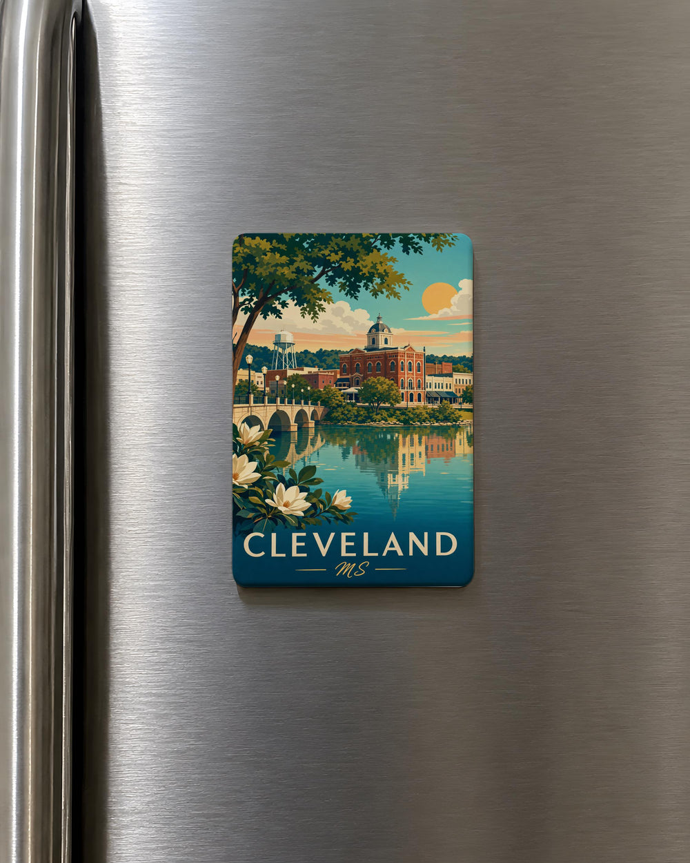 Cleveland MS Fridge Magnet, Cleveland Mississippi Souvenir Magnet, Hometown Travel Keepsake, City Name Refrigerator Magnet