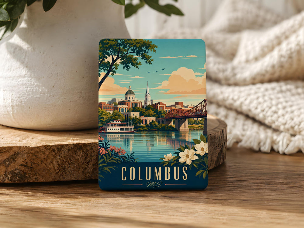 Columbus MS Fridge Magnet, Columbus Mississippi Souvenir Magnet, Columbus MS Travel Gift, Mississippi Landmark Keepsake Magnet