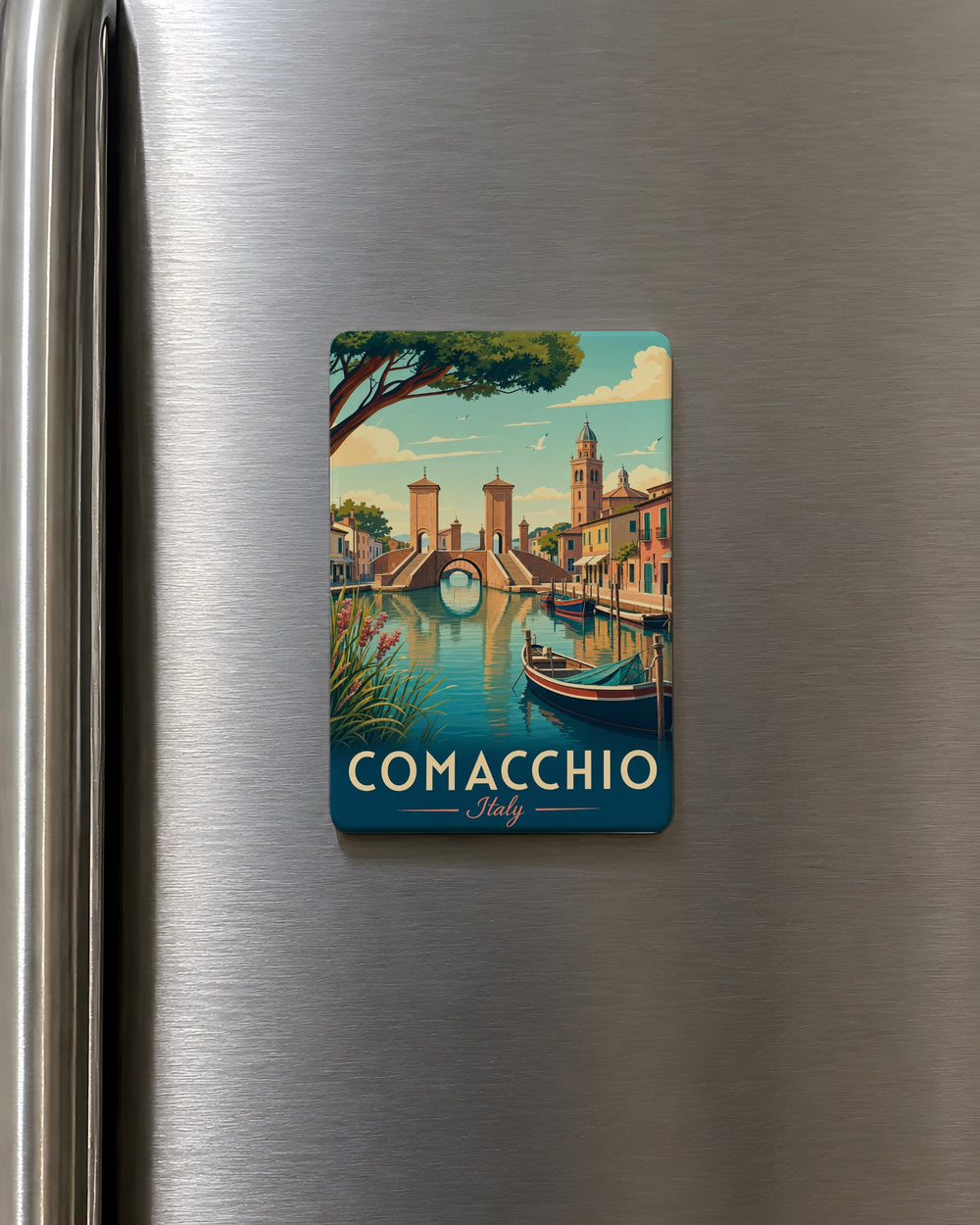 Comacchio Italy Fridge Magnet, Comacchio Landmark Souvenir Magnet, Italy Travel Gift, Comacchio Vacation Keepsake Magnet