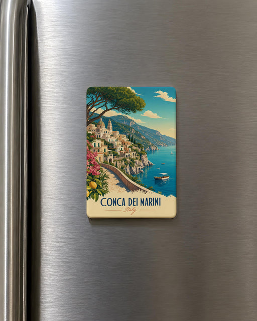 Conca dei Marini Fridge Magnet, Amalfi Coast Italy Travel Souvenir Magnet, Coastal Village Landmark Refrigerator Magnet