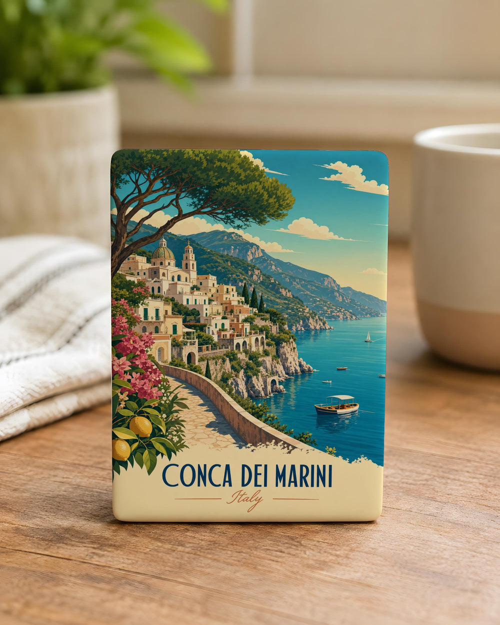 Conca dei Marini Fridge Magnet, Amalfi Coast Italy Travel Souvenir Magnet, Coastal Village Landmark Refrigerator Magnet