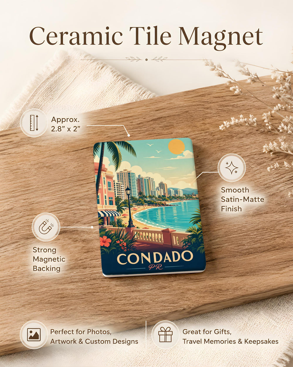Condado Puerto Rico Fridge Magnet, Condado PR Souvenir Magnet, San Juan Puerto Rico Travel Keepsake Magnet