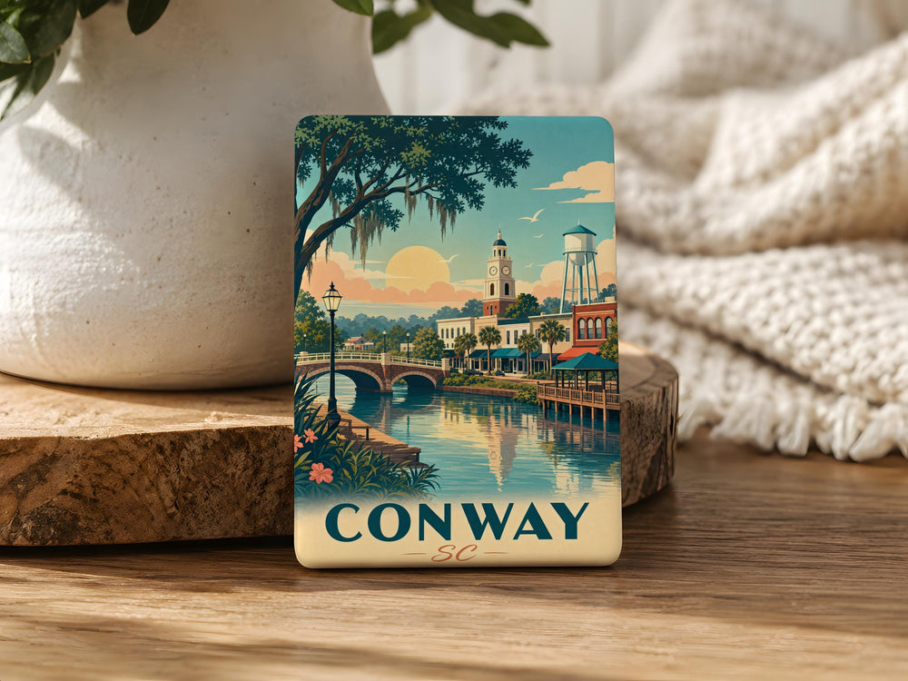Conway SC Fridge Magnet, South Carolina Souvenir Magnet, Conway South Carolina Travel Gift, Coastal Carolina Keepsake Magnet