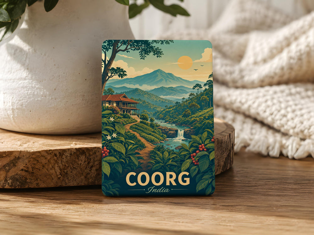 Coorg India Fridge Magnet, Kodagu Souvenir Magnet, South India Travel Gift, Coorg Karnataka Landmark Keepsake Magnet