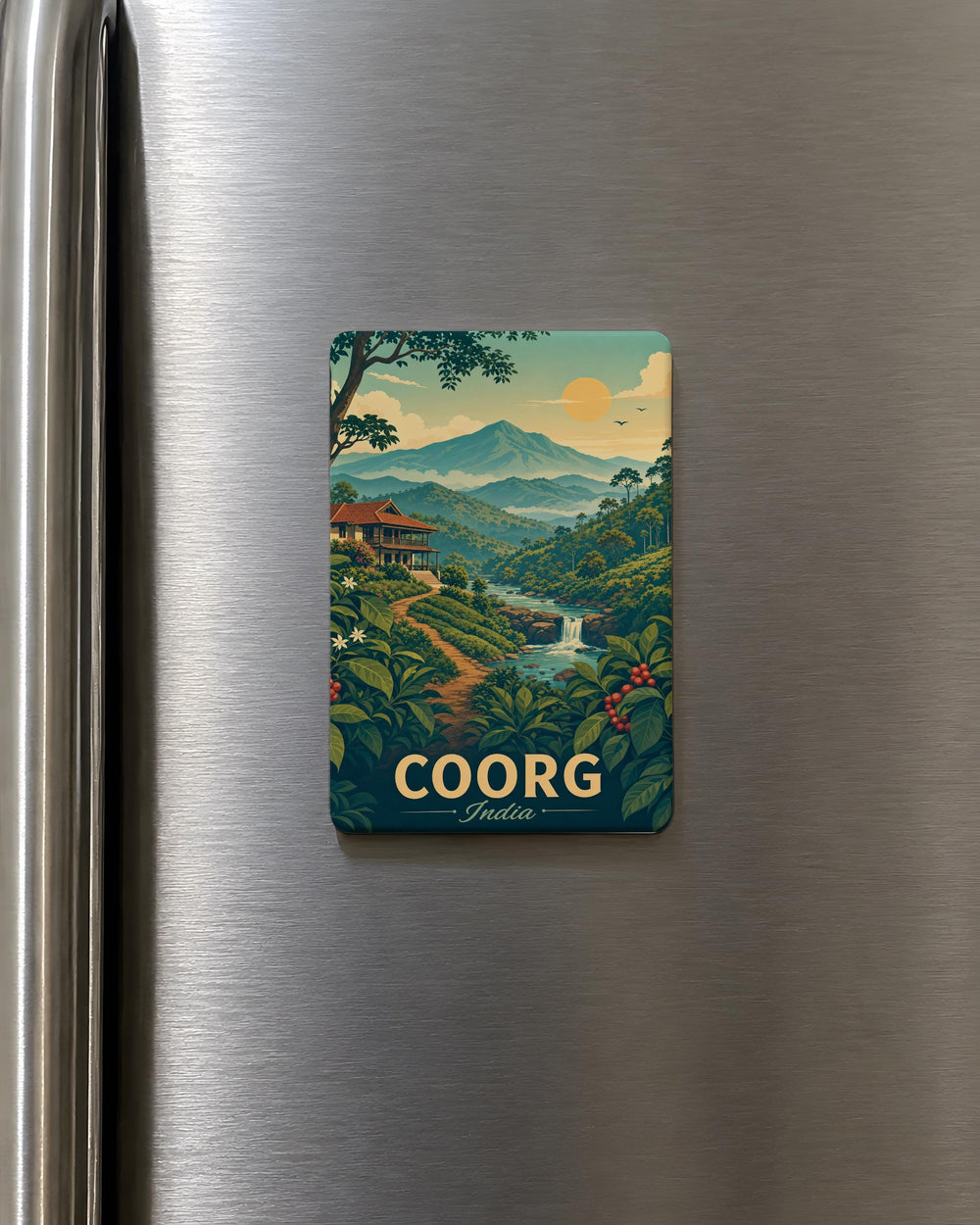 Coorg India Fridge Magnet, Kodagu Souvenir Magnet, South India Travel Gift, Coorg Karnataka Landmark Keepsake Magnet