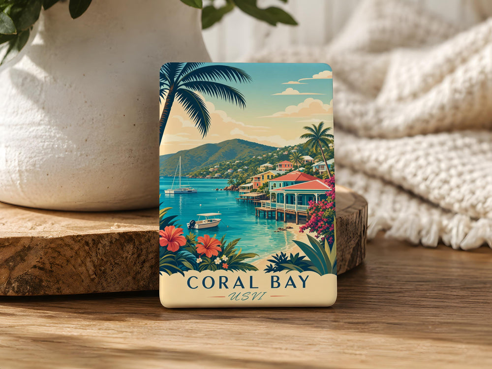 Coral Bay USVI Fridge Magnet, St John Virgin Islands Souvenir, Caribbean Travel Keepsake, Island Harbor Landmark Magnet