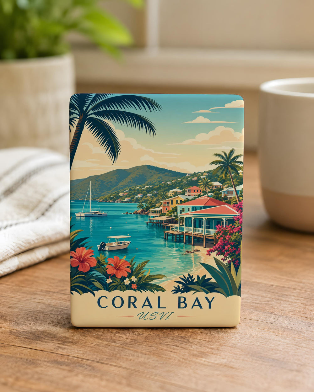 Coral Bay USVI Fridge Magnet, St John Virgin Islands Souvenir, Caribbean Travel Keepsake, Island Harbor Landmark Magnet