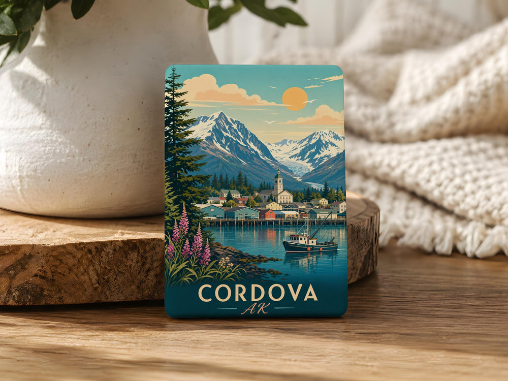 Cordova Alaska Fridge Magnet, Cordova AK Souvenir Magnet, Alaska Travel Gift, Coastal Town Keepsake Magnet