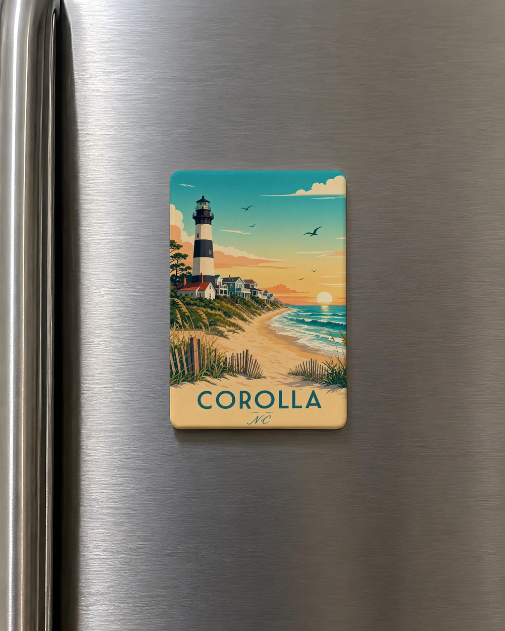 Toyota Corolla North Carolina Fridge Magnet, Corolla NC Outer Banks Souvenir Magnet, Beach Town Travel Keepsake Magnet