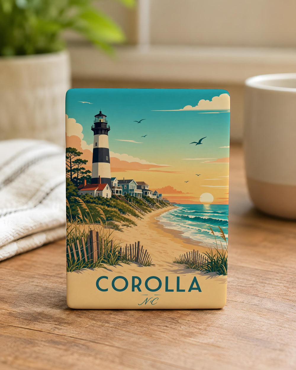 Toyota Corolla North Carolina Fridge Magnet, Corolla NC Outer Banks Souvenir Magnet, Beach Town Travel Keepsake Magnet