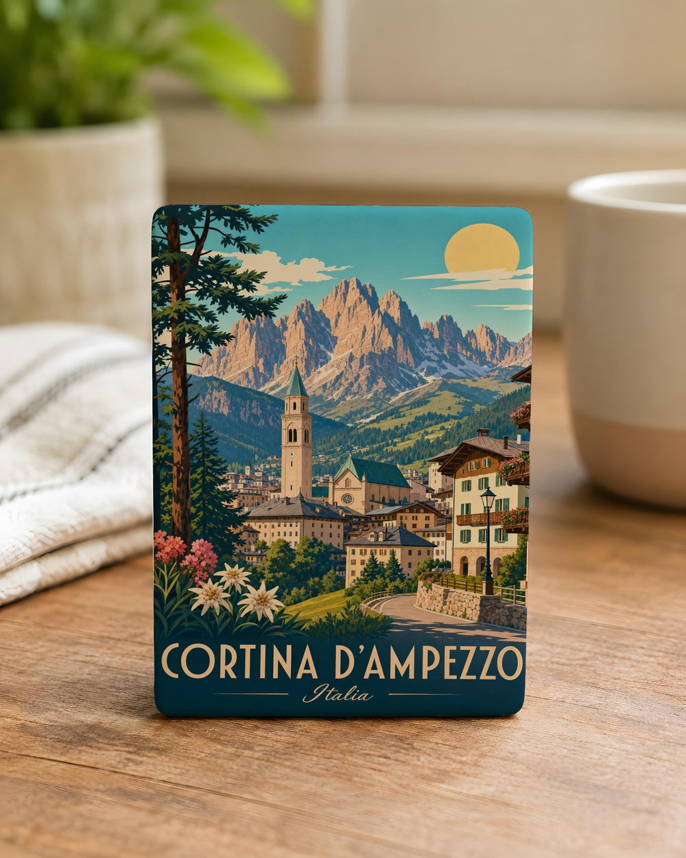 Cortina d’Ampezzo Fridge Magnet, Italian Alps Travel Souvenir, Dolomites Mountain Town Keepsake Magnet, Italy Vacation Gift