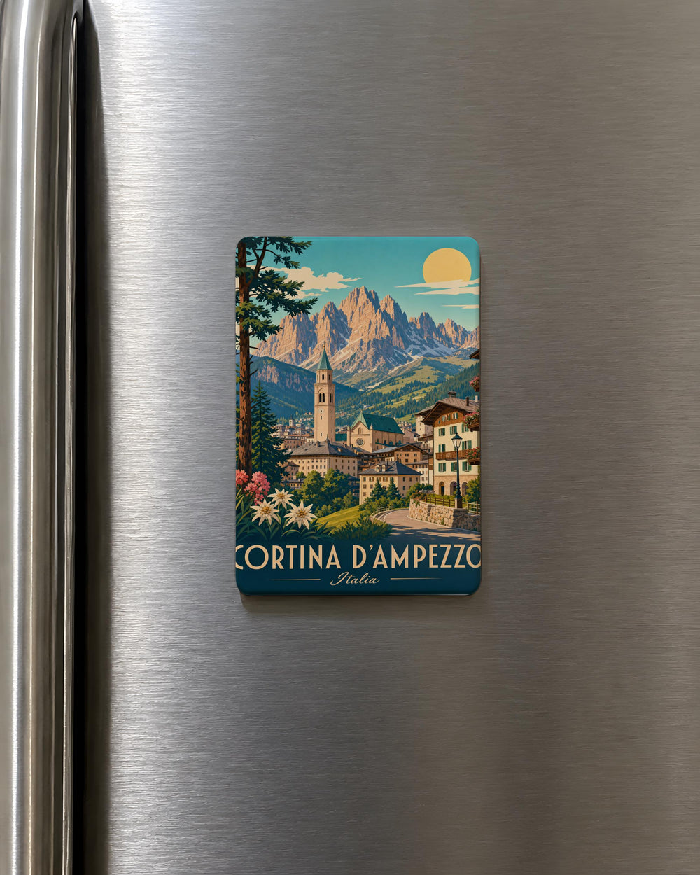 Cortina d’Ampezzo Fridge Magnet, Italian Alps Travel Souvenir, Dolomites Mountain Town Keepsake Magnet, Italy Vacation Gift