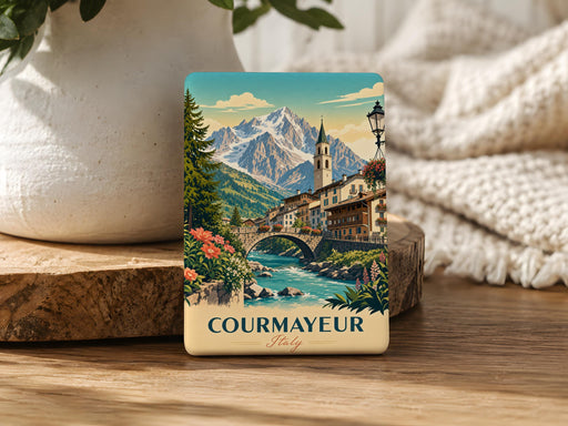 Courmayeur Italy Fridge Magnet, Courmayeur Travel Souvenir, Aosta Valley Mountain Town Magnet, Italy Alps Keepsake Magnet