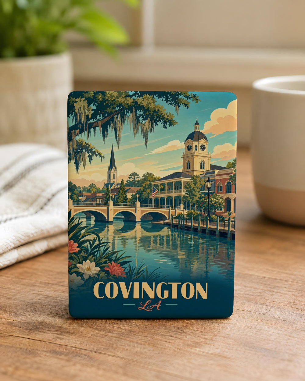 Covington LA Fridge Magnet, Covington Louisiana Souvenir, City Name Magnet, Louisiana Travel Gift, Covington Keepsake Magnet