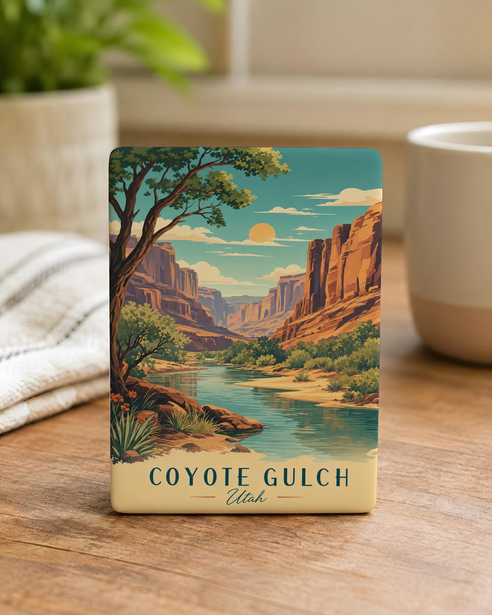 Coyote Gulch Fridge Magnet, Utah Slot Canyon Hiking Scene, Desert Canyon Landscape Souvenir Magnet