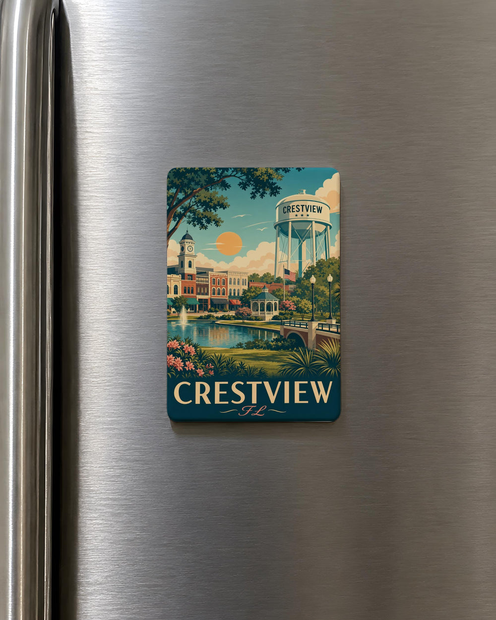 Crestview Florida Fridge Magnet, Crestview FL Souvenir Magnet, Okaloosa County Travel Keepsake, Florida Gift Magnet