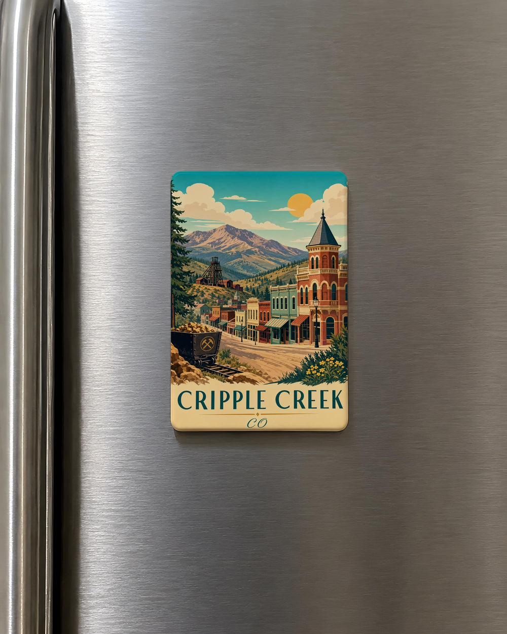 Cripple Creek Colorado Fridge Magnet, Cripple Creek CO Souvenir Magnet, Colorado Mountain Town Travel Gift, USA Landmark Magnet