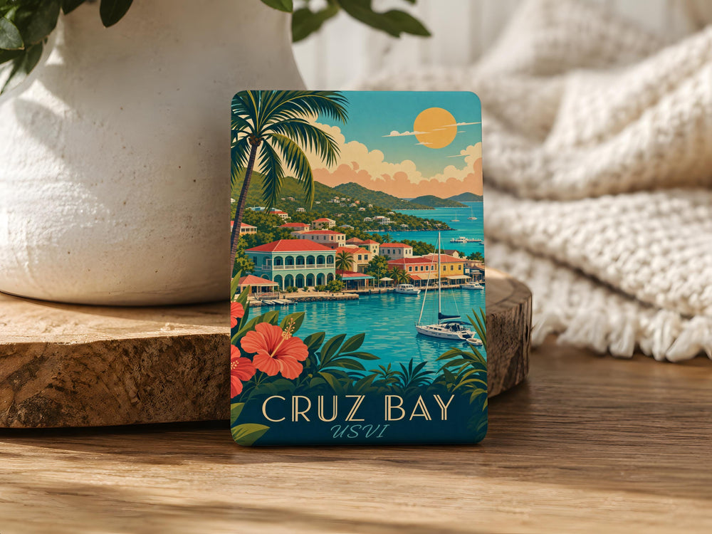 Cruz Bay USVI Fridge Magnet, St John US Virgin Islands Souvenir, Caribbean Travel Keepsake Magnet