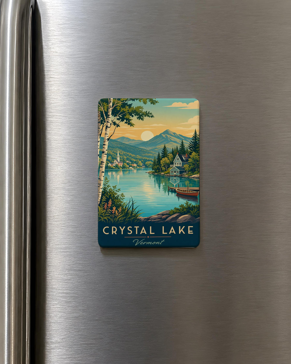 Crystal Lake Vermont Fridge Magnet, Crystal Lake VT Souvenir Magnet, Vermont Lake Travel Keepsake, New England Vacation Gift