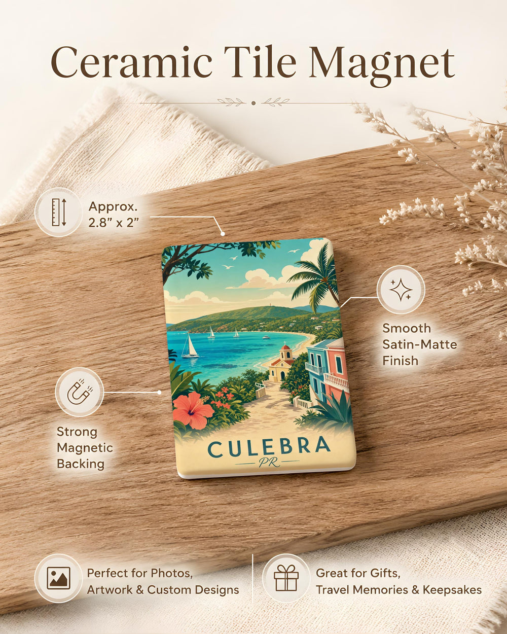 Culebra Puerto Rico Fridge Magnet, Culebra PR Souvenir Magnet, Island Travel Keepsake, Caribbean Vacation Gift