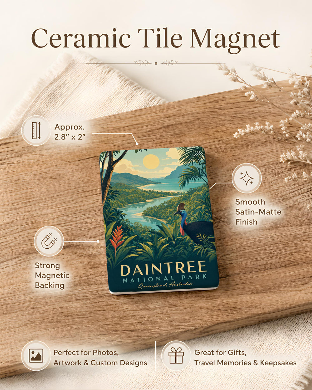 Daintree National Park Fridge Magnet, Australia Rainforest Souvenir Magnet, Nature Travel Keepsake, Tropical Forest Landmark Gift