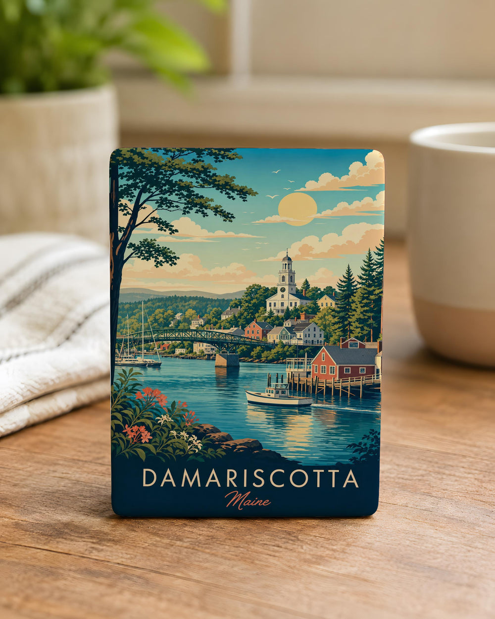 Damariscotta Maine Fridge Magnet, Damariscotta ME Souvenir Magnet, Maine Coastal Town Travel Gift, Damariscotta Keepsake